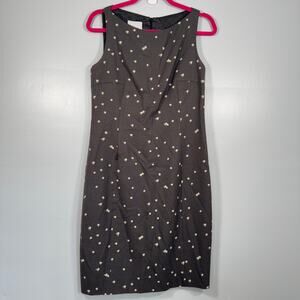 Akris Punto Wool Blend Sheath Dress Charcoal Gray Ivory Pattern Luxury Office 8